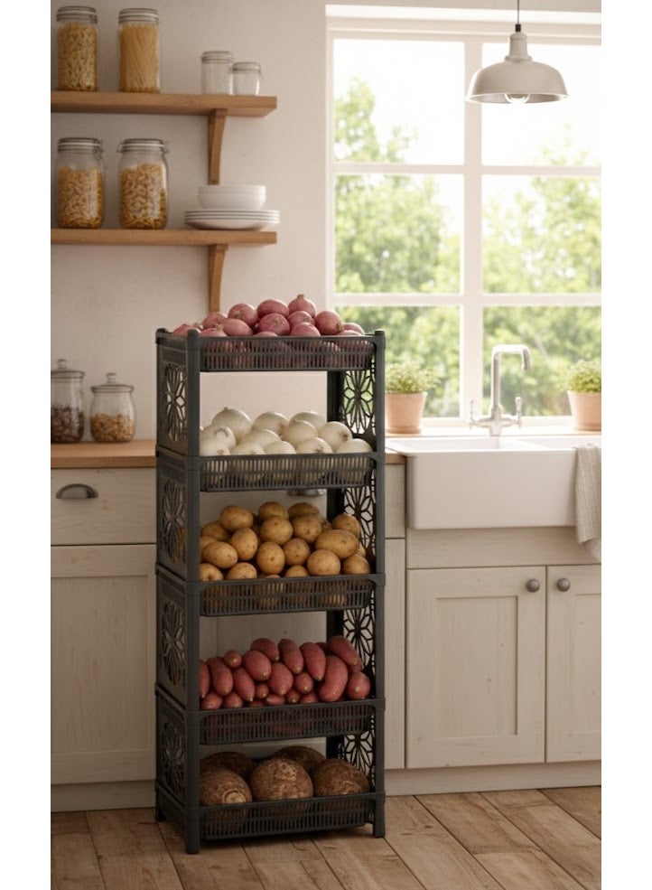 FAVELA Kitchen and bathroom organizer with 5 shelves - multi-purpose - foldable - 29.5 x 44 x 109.5 cm - Image 2